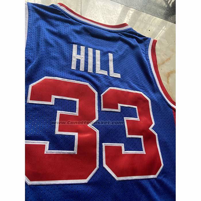 Maglia Detroit Pistons Grant Hill No 33 Mitchell & Ness 1995-96 Blu